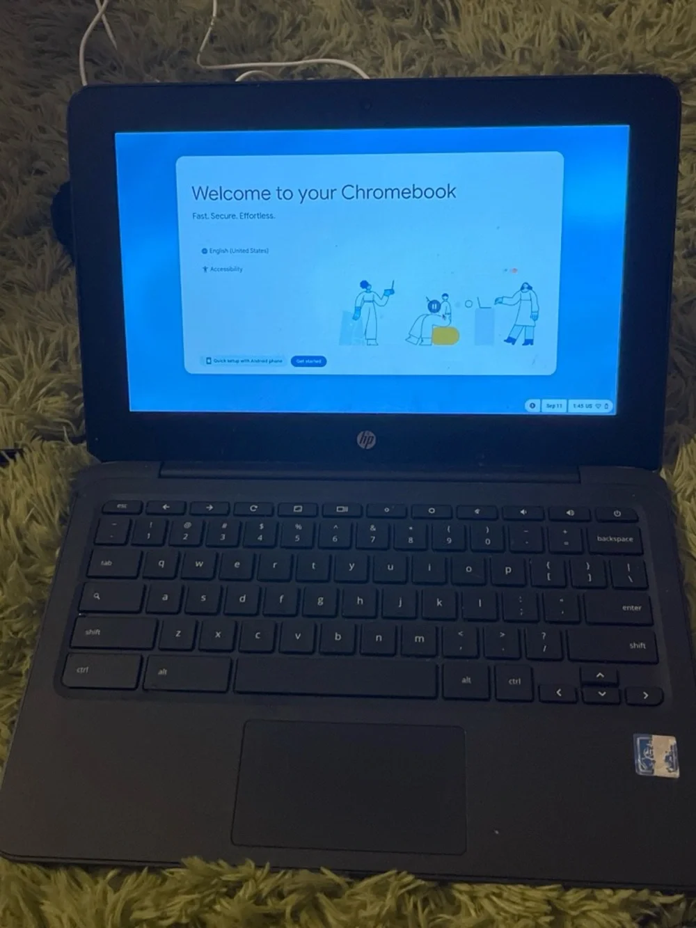 HP Chromebook Black with Chrome OS Logo